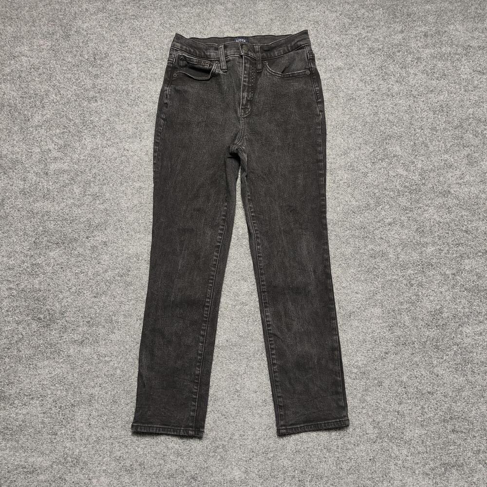 J Crew Essential Straight Jeans Womens 26 Gray Charcoal Wash Mid Rise Denim